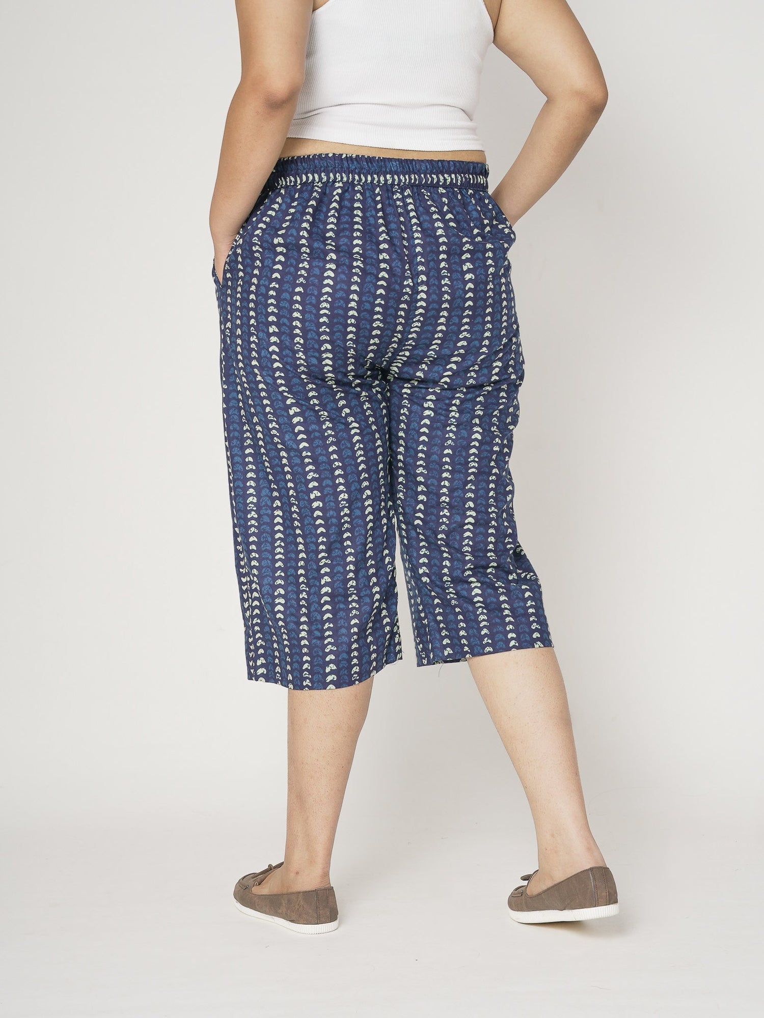Printed Cotton Knee-Length Shorts - OceanDots