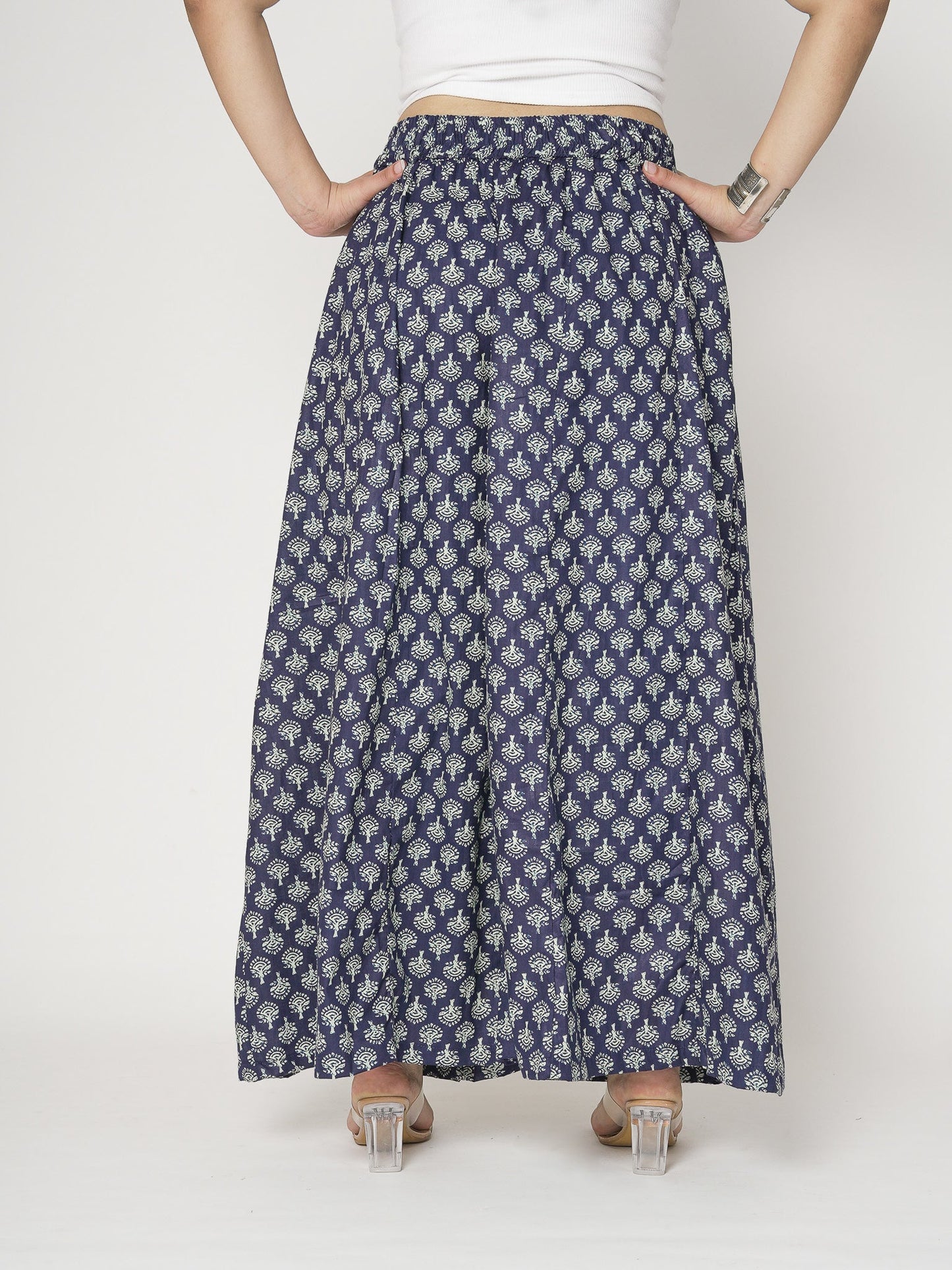 Printed Cotton Flared Palazzo - IndigoGrove