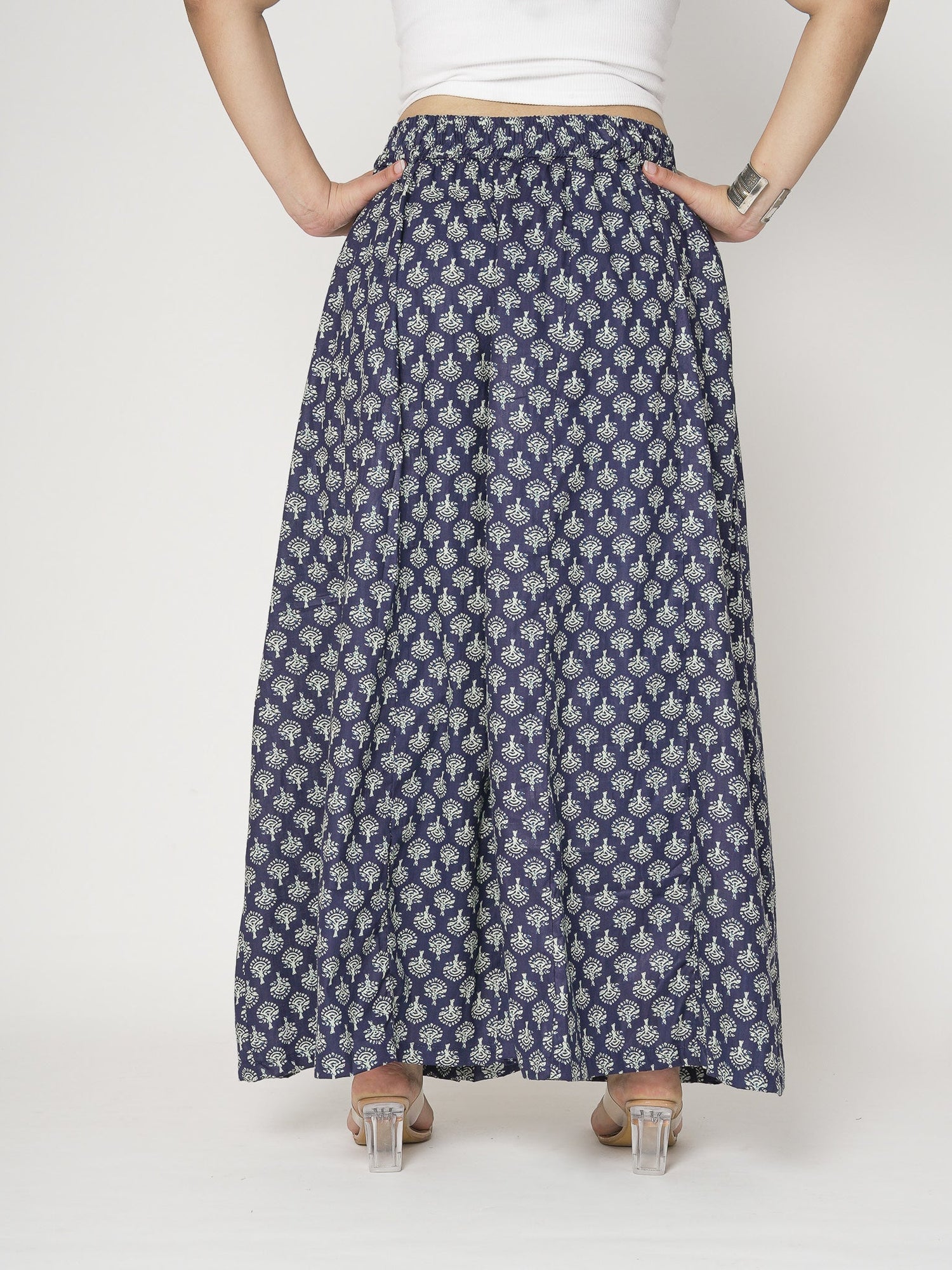 Printed Cotton Flared Palazzo - IndigoGrove
