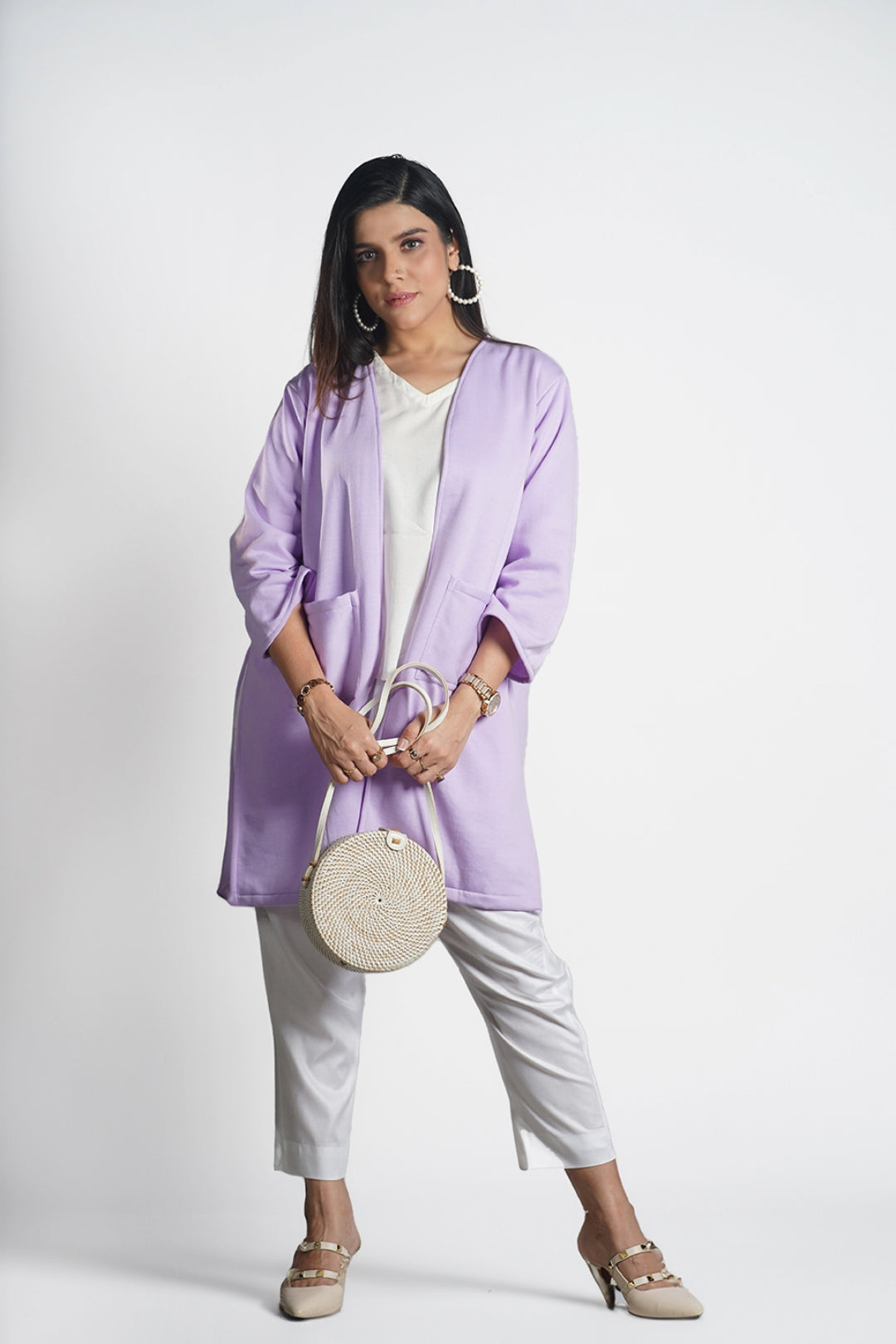 Lavender Longline Shrug - Solid