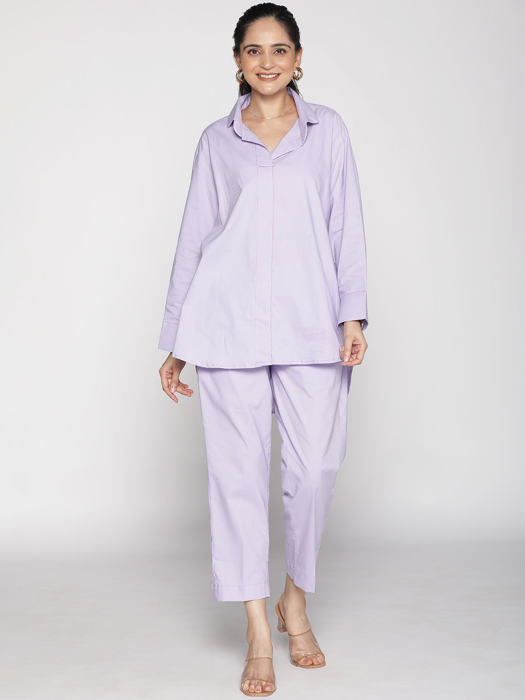 
Lavender Poplin OversizedShirt & Tapered Pants