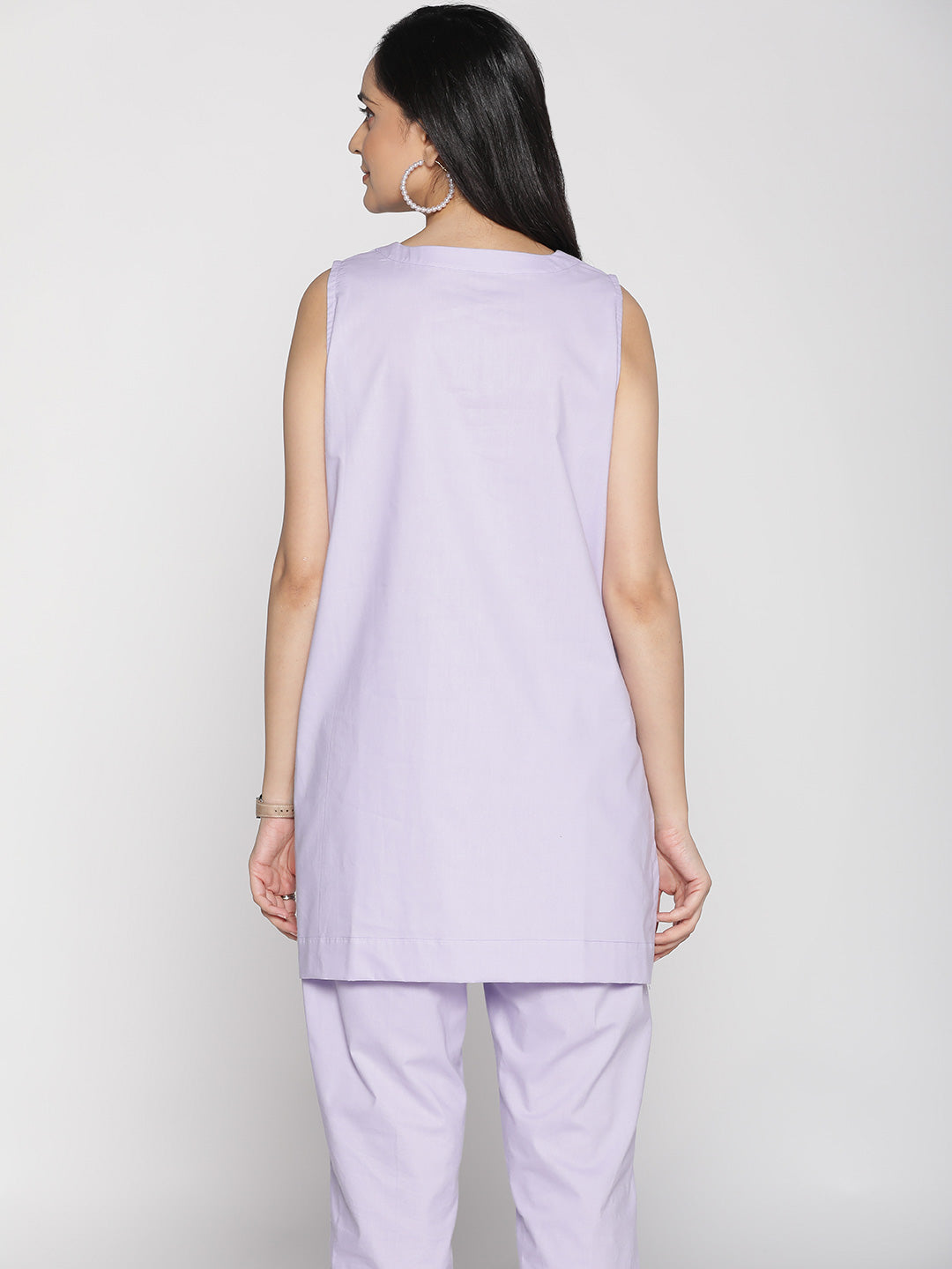 Lavender Poplin SleevelessKurti