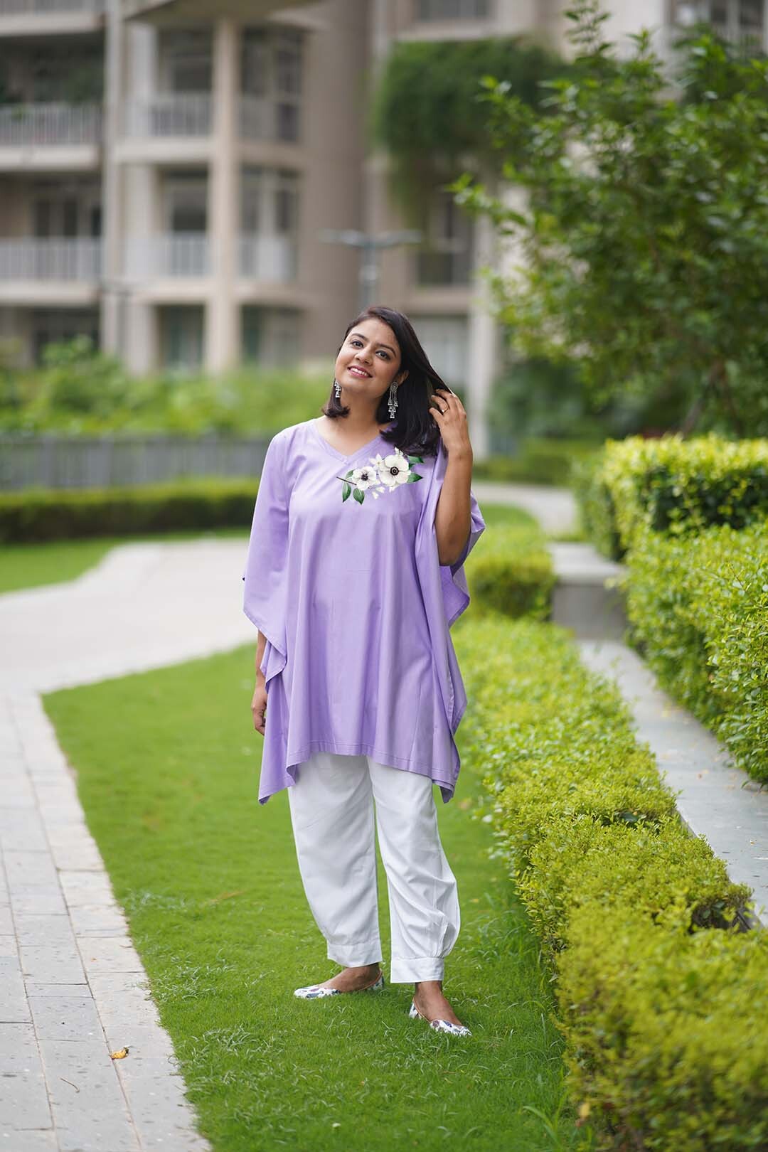 Lavender Rayon KaftanKurta - LavenderMystique