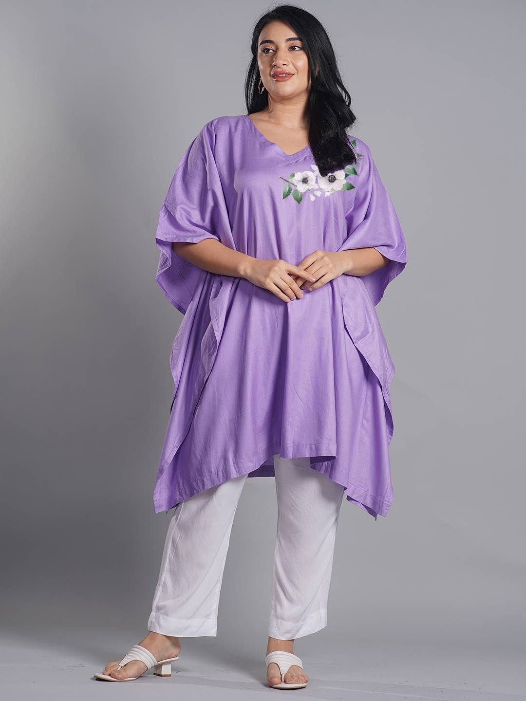 Lavender Rayon KaftanKurta - LavenderMystique