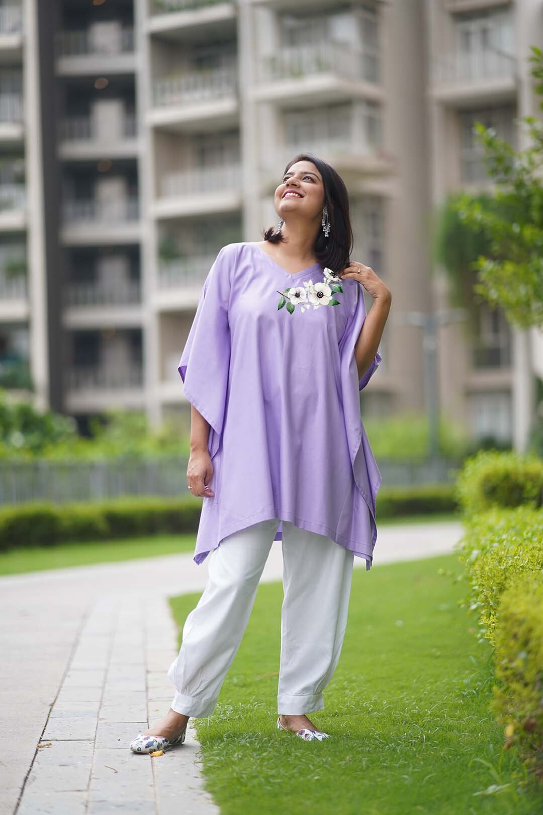 Lavender Rayon KaftanKurta - LavenderMystique