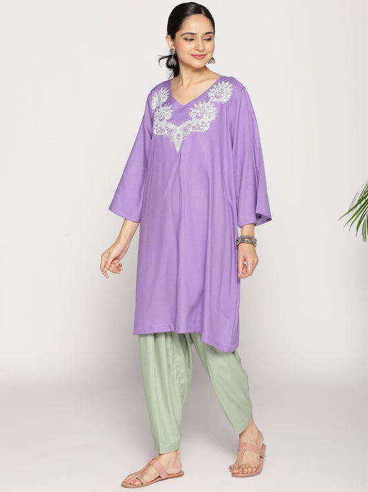 Lavender Rayon Kurti - Aries