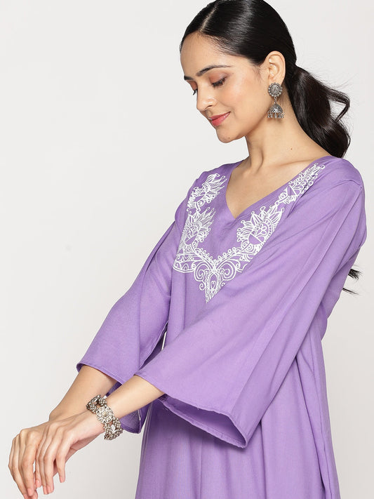 Lavender Rayon Kurti - Aries