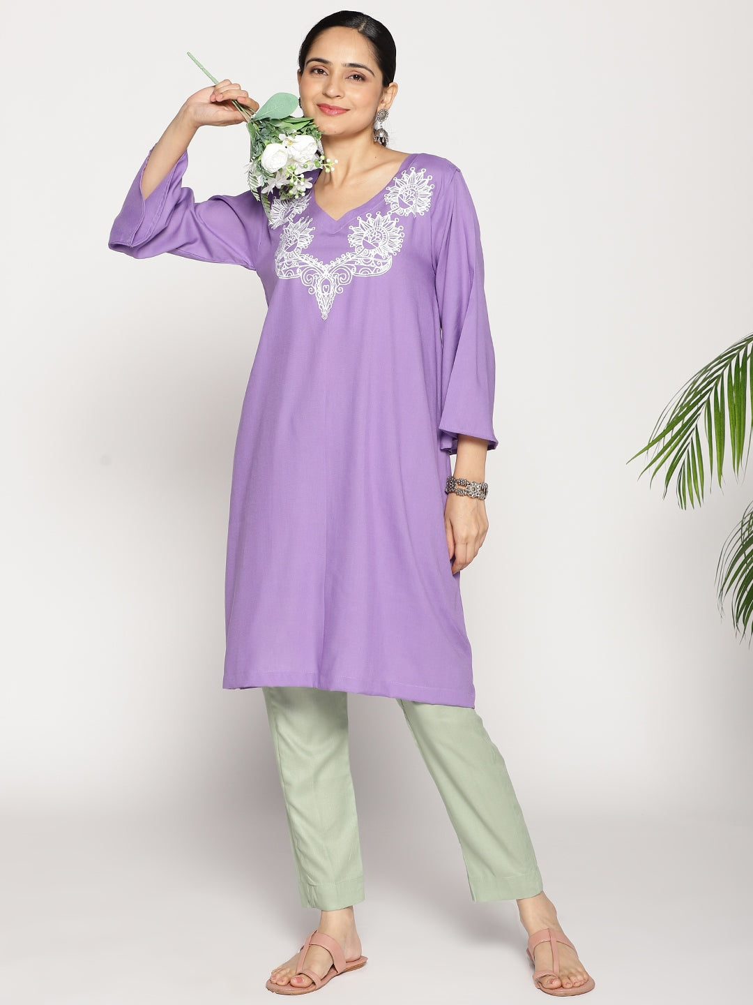 Lavender Rayon Kurti - Aries