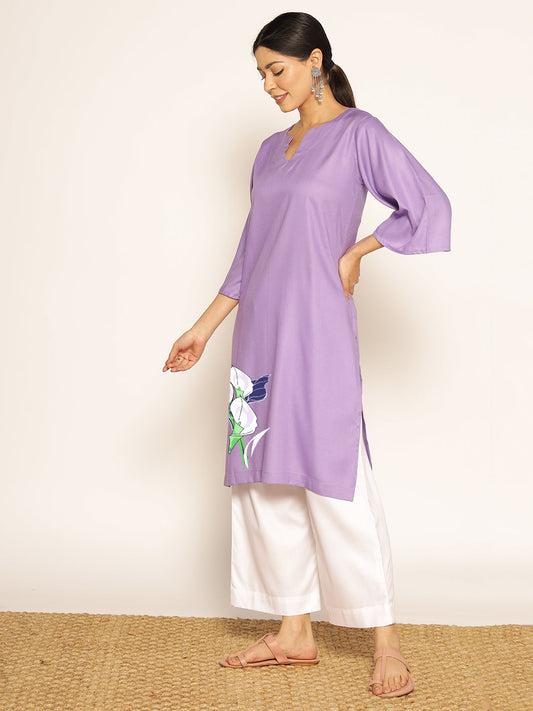 Lavender Rayon LongKurta - Jayanti
