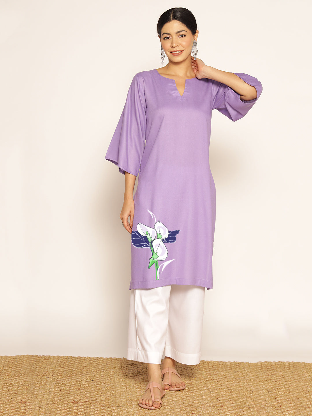 Lavender Rayon LongKurta - Jayanti