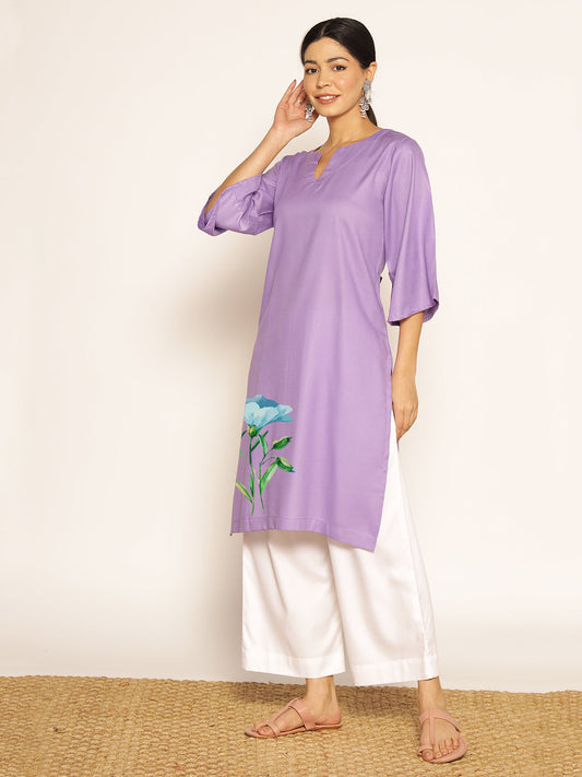 Lavender Rayon LongKurta - Ramya