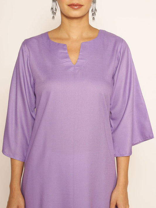 Lavender Rayon LongKurta - Ramya