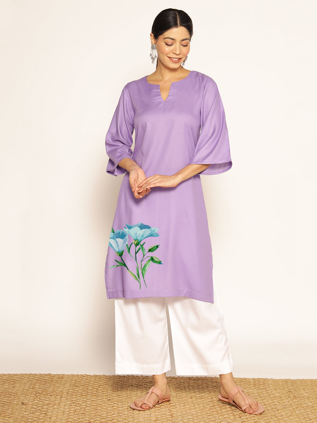 Lavender Rayon LongKurta - Ramya