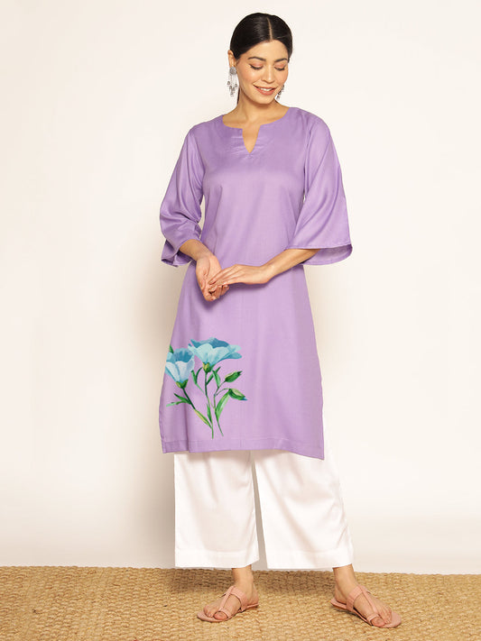 Lavender Rayon LongKurta - Ramya