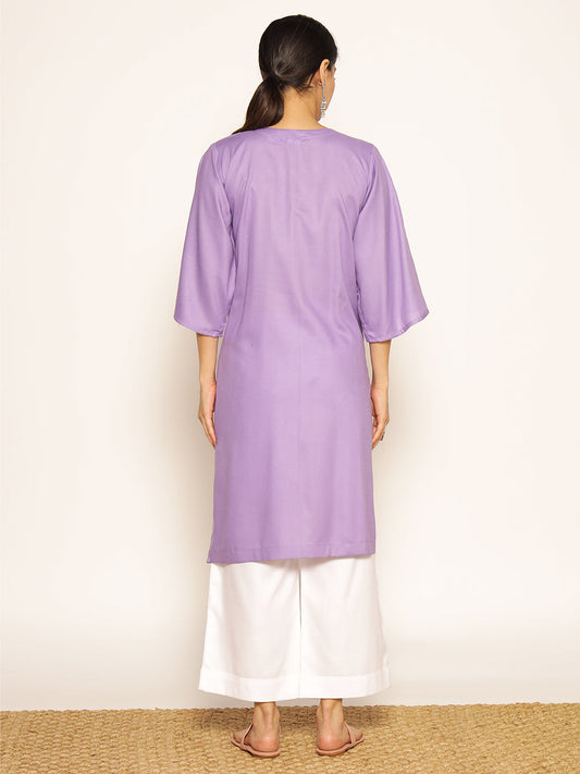 Lavender Rayon LongKurta - Shubha
