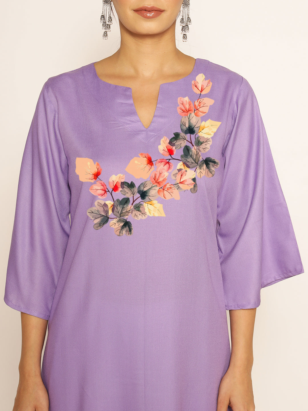 Lavender Rayon LongKurta - Shubha