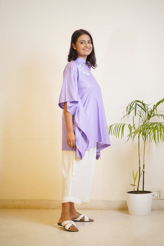 Lavender Rayon MandarinKurti - Flow