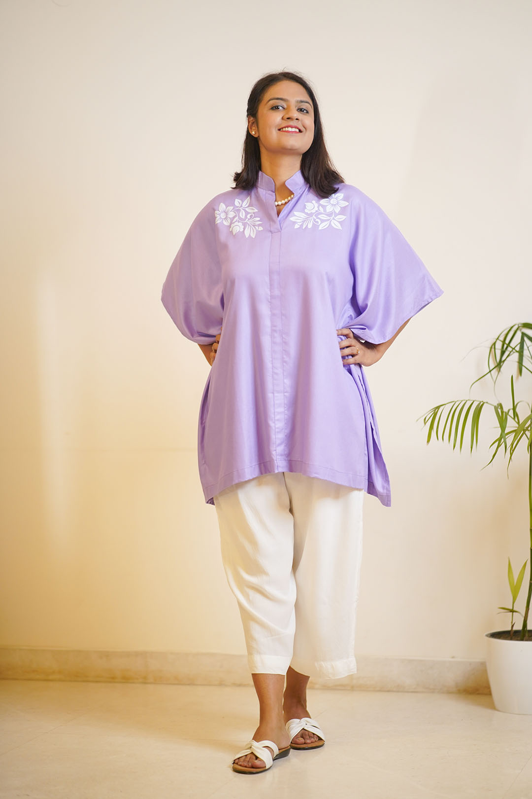 Lavender Rayon MandarinKurti - Flow