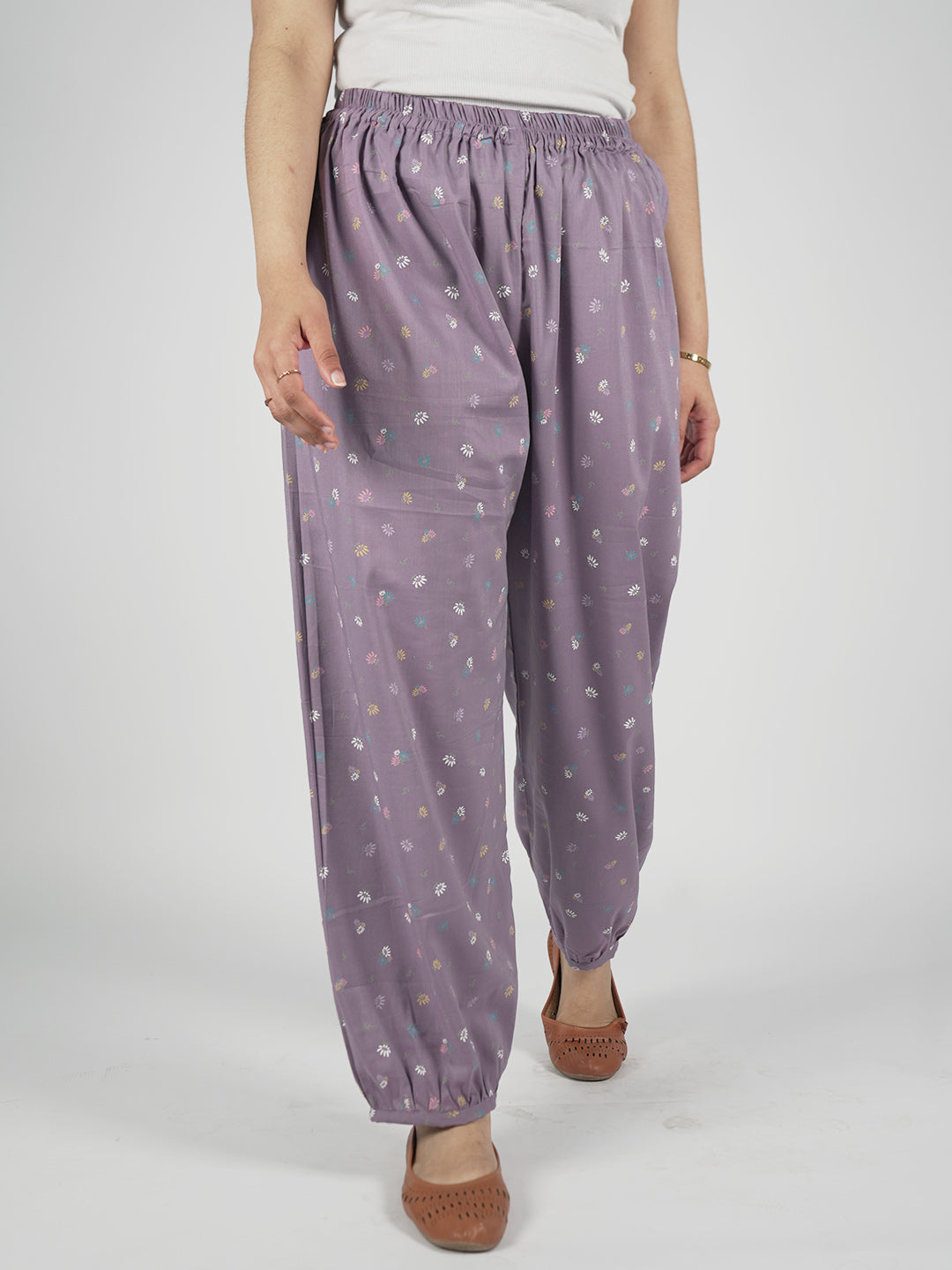 LavenderPrinted Rayon Balloon Salwar - PurpleDitsy