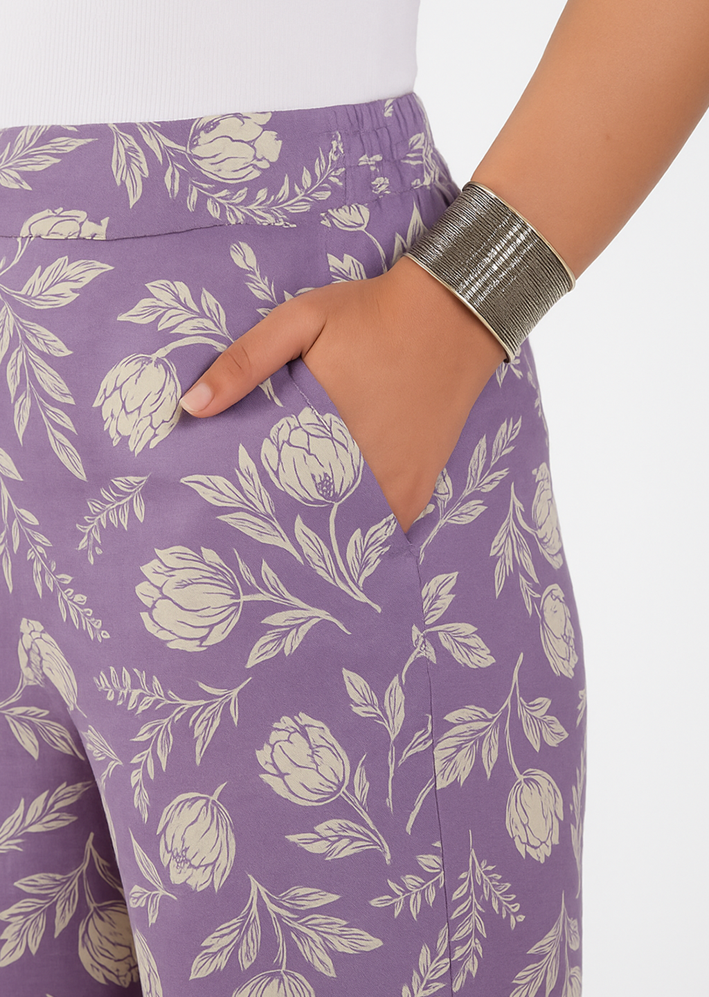 Printed Cotton Palazzo Pants - SpringLilac
