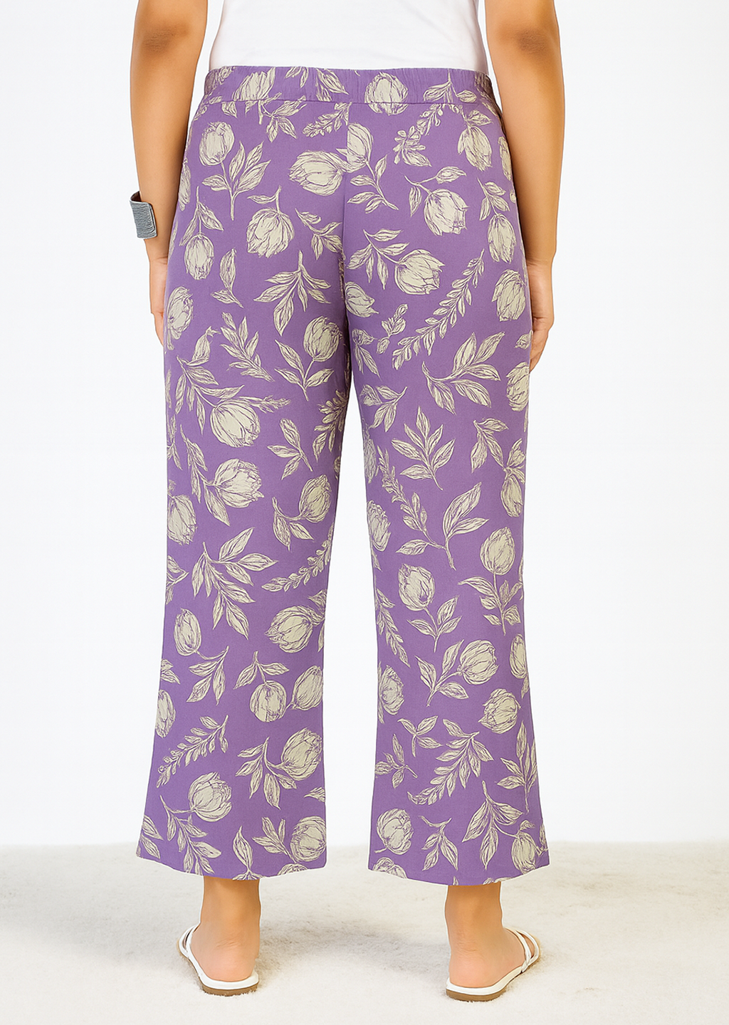 Printed Cotton Palazzo Pants - SpringLilac