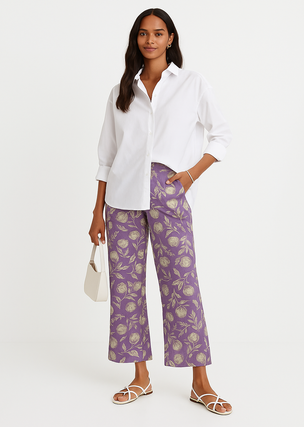 Printed Cotton Palazzo Pants - SpringLilac