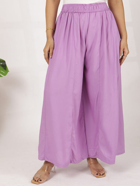 Lavender Rayon Flared Palazzo