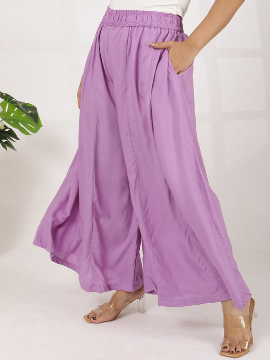 Lavender Rayon Flared Palazzo