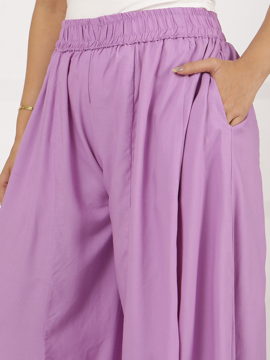 Lavender Rayon Flared Palazzo