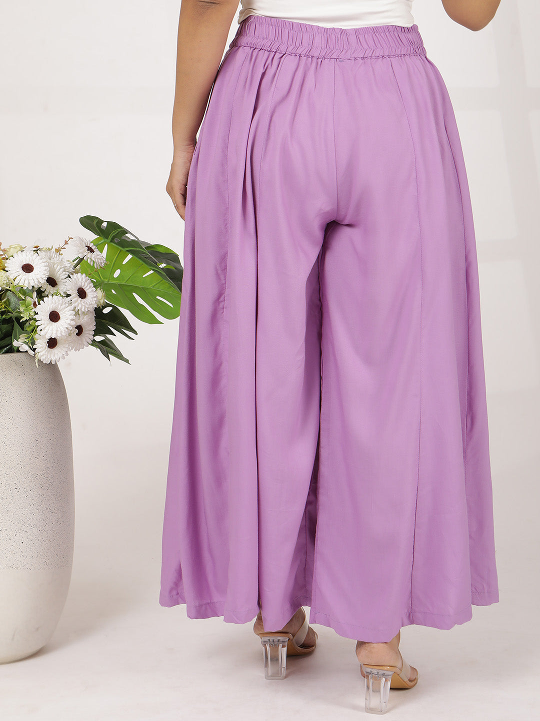 Lavender Rayon Flared Palazzo
