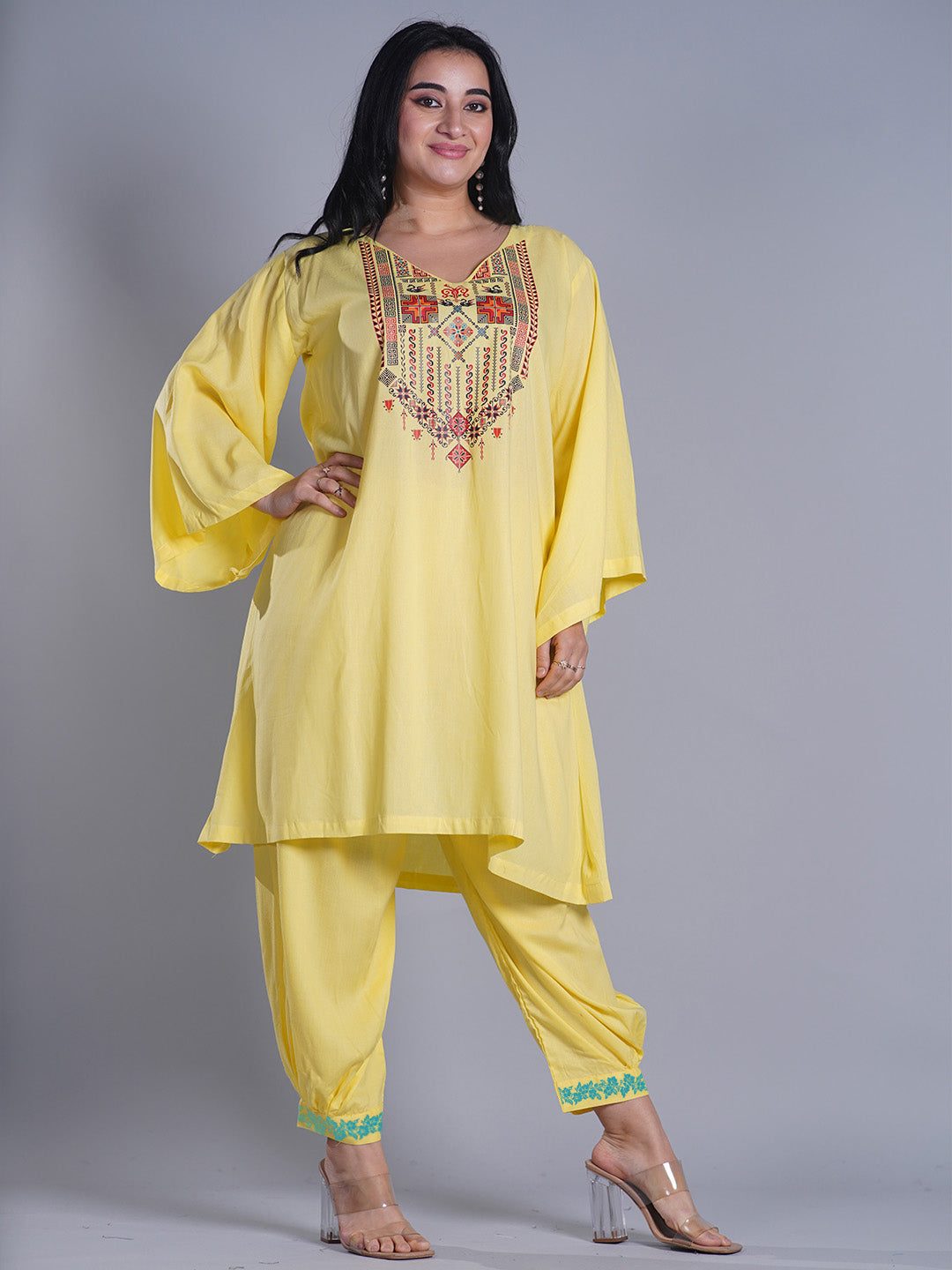 Lemon Rayon Afghani Salwar - BluePoppy