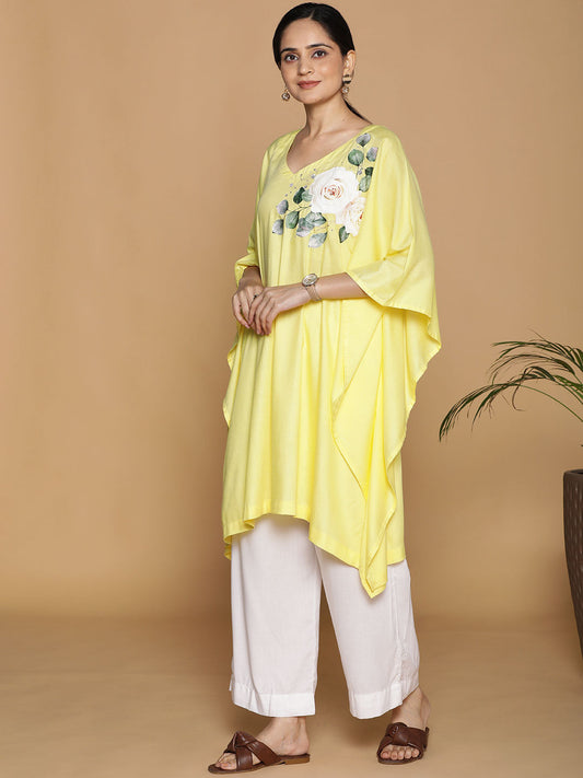 Lemon Rayon Kaftan - Garden Fairy