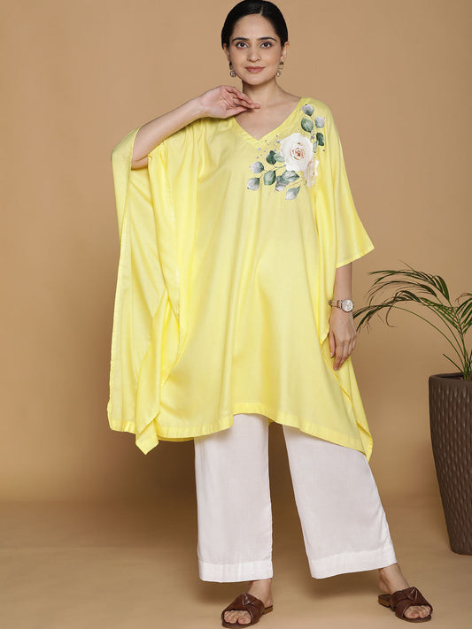 Lemon Rayon Kaftan - Garden Fairy