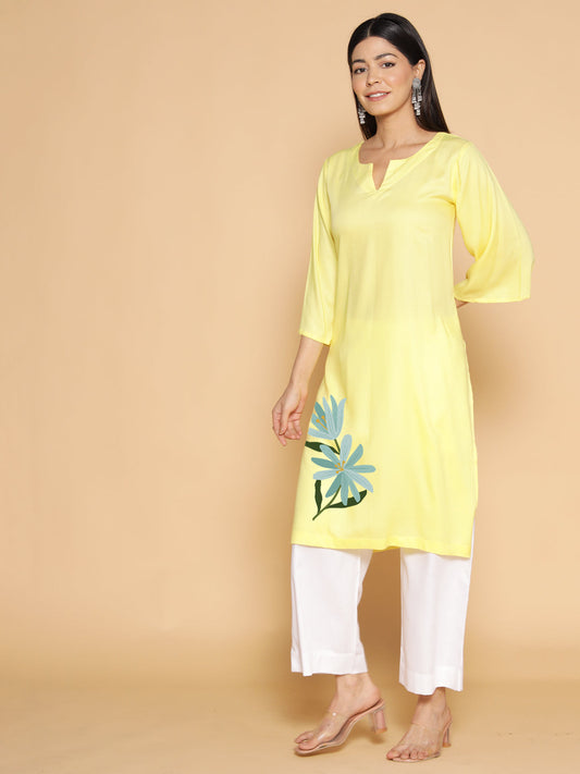 Lemon Rayon LongKurta - Pushkala