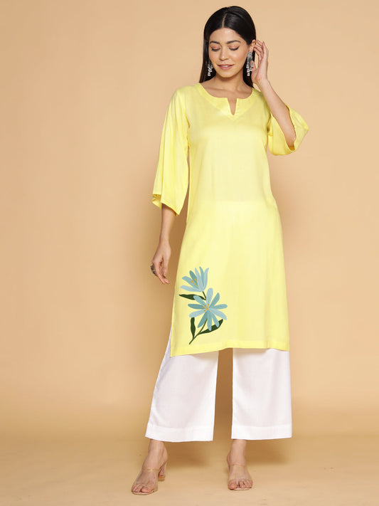 Lemon Rayon LongKurta - Pushkala