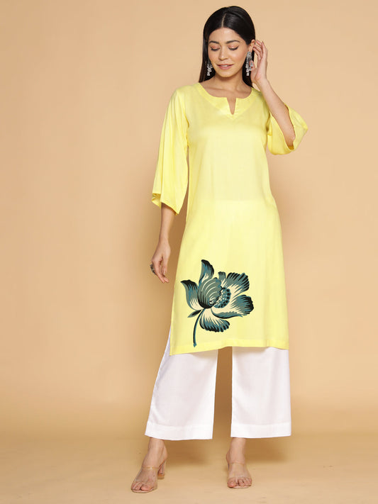Lemon Rayon LongKurta - Sampanna