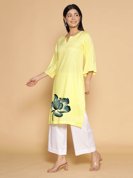 Lemon Rayon LongKurta - Sampanna