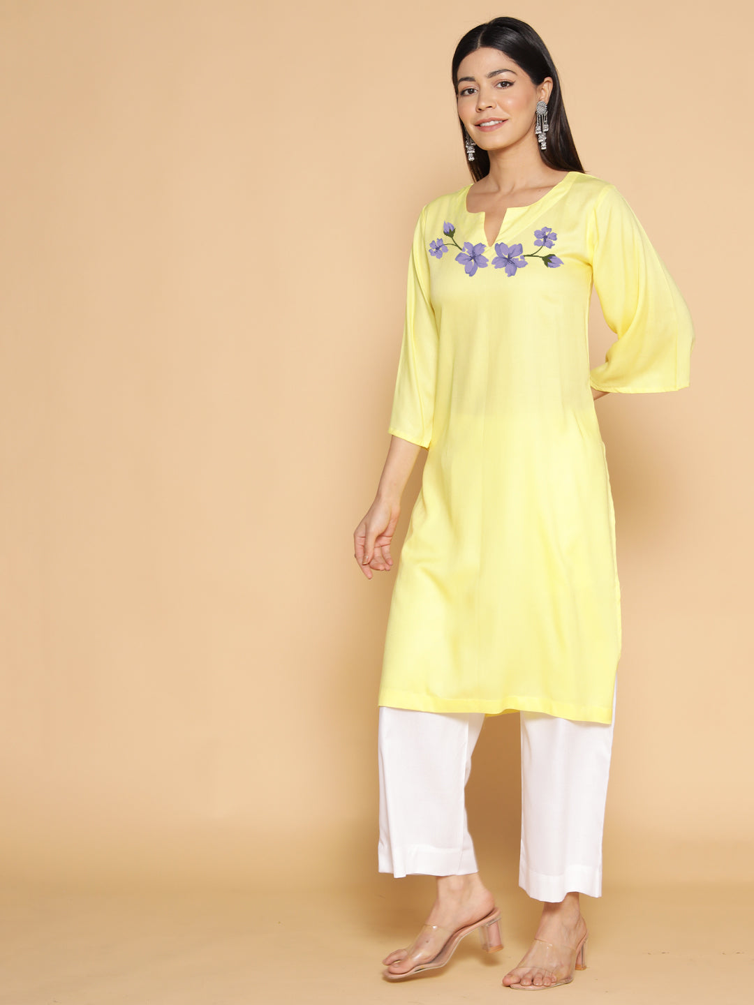 Lemon Rayon LongKurta - Shuchi