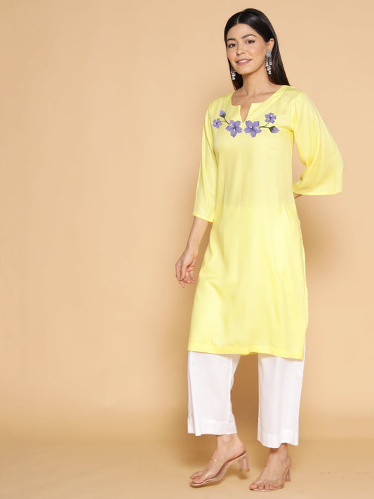 Lemon Rayon LongKurta - Shuchi