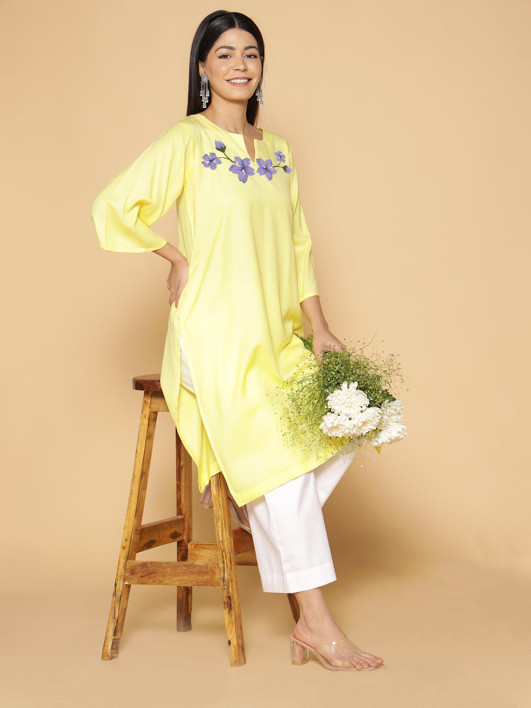 Lemon Rayon LongKurta - Shuchi