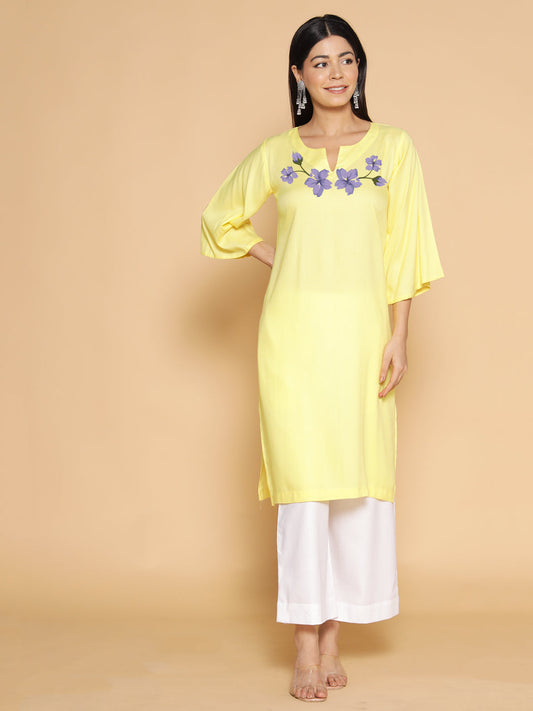 Lemon Rayon LongKurta - Shuchi