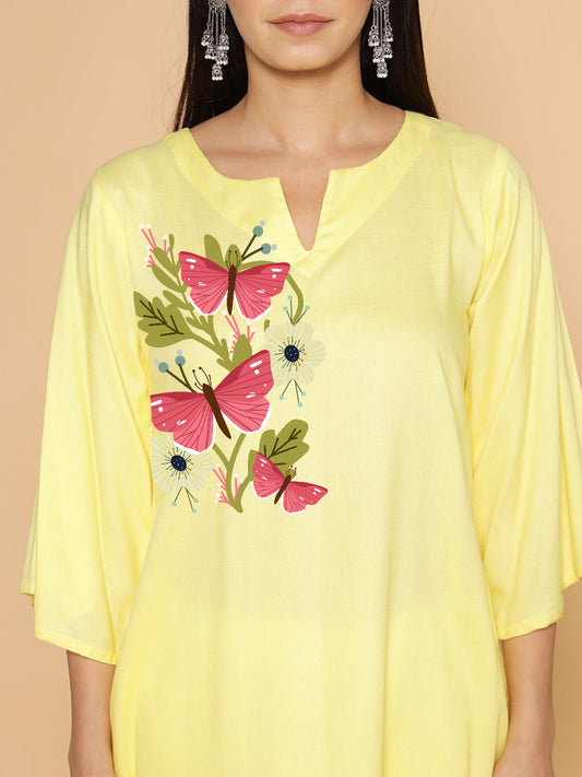 Lemon Rayon LongKurta - Varidhi