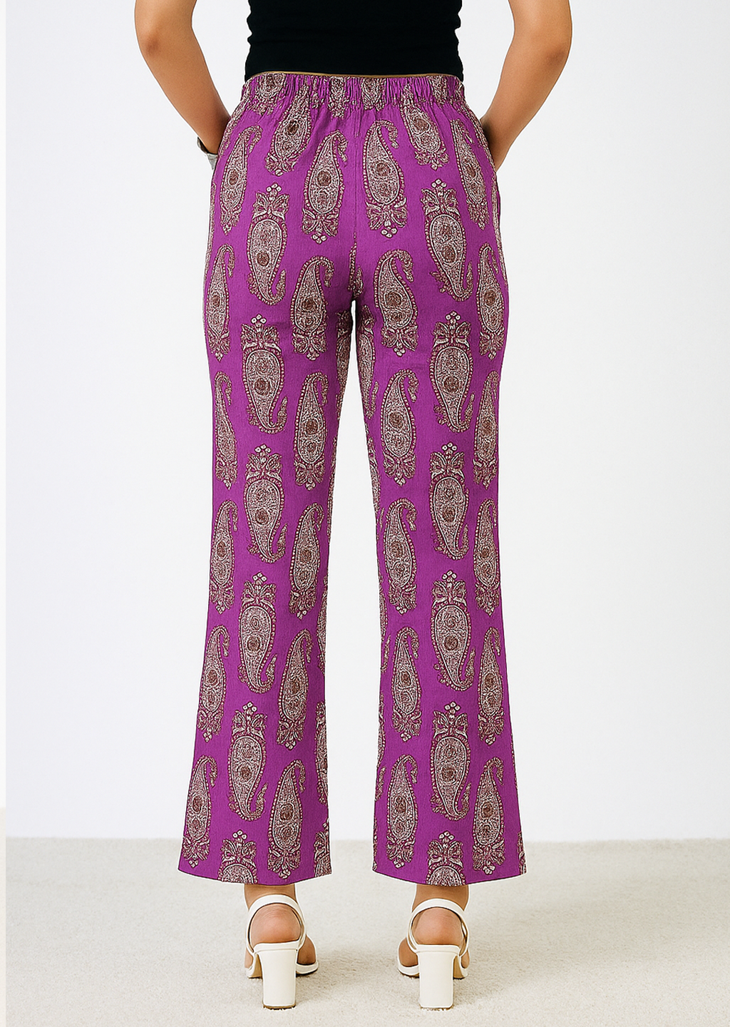 Printed Cotton Palazzo Pants - PinkTeardrop