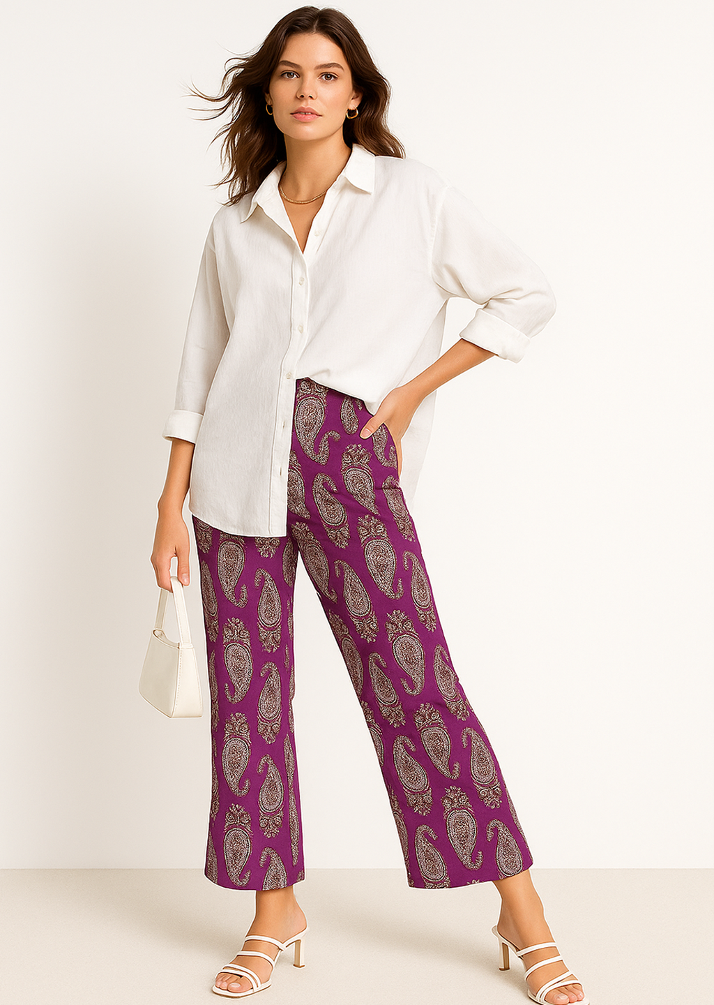 Printed Cotton Palazzo Pants - PinkTeardrop
