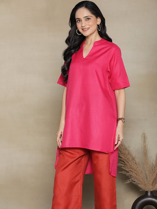 Magenta CottonSlub HighLowKurti