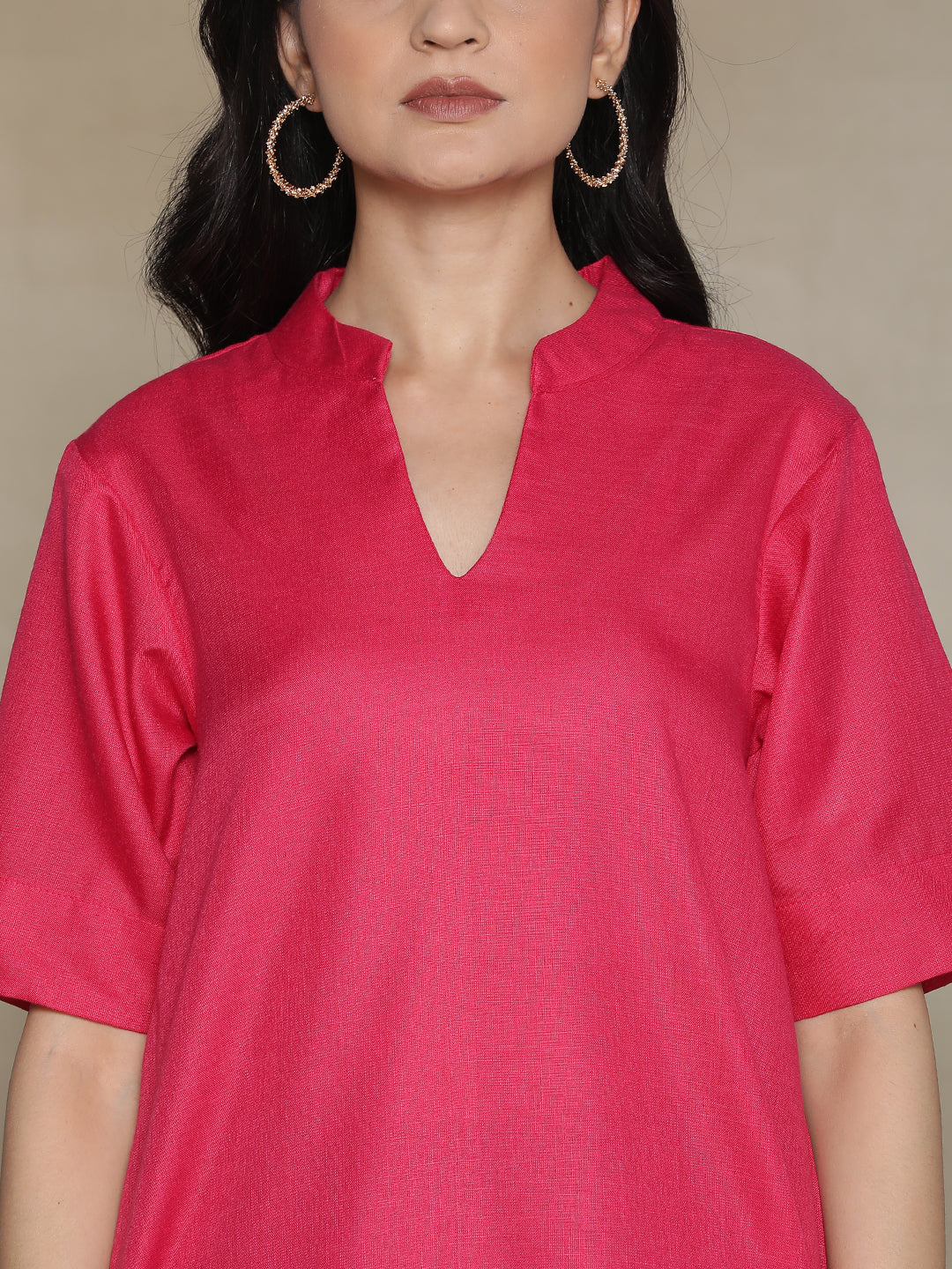 Magenta CottonSlub HighLowKurti