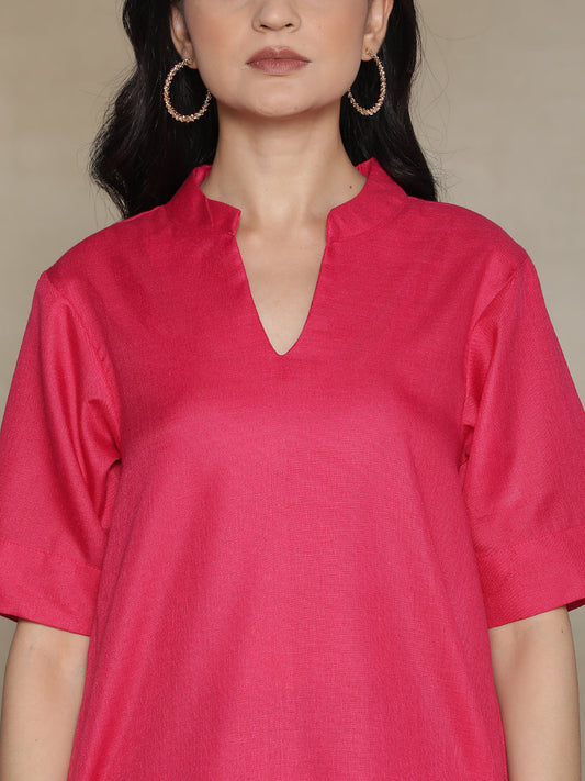 Magenta CottonSlub HighLowKurti