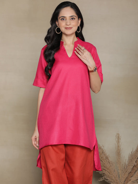 Magenta CottonSlub HighLowKurti