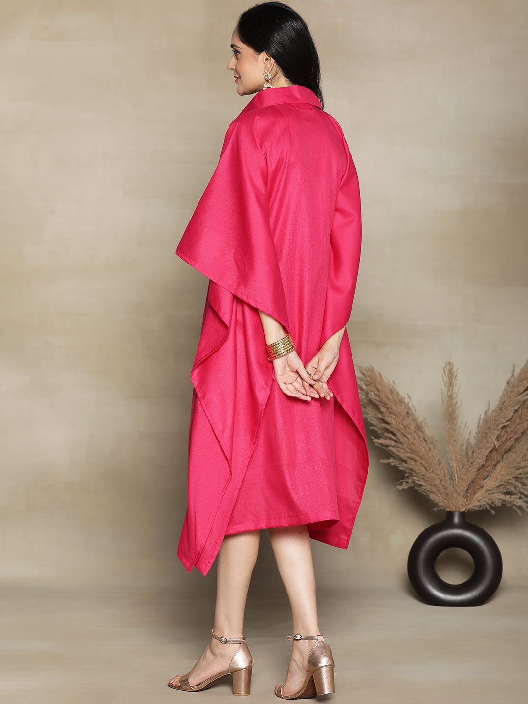 Magenta CottonSlub ShirtKaftan