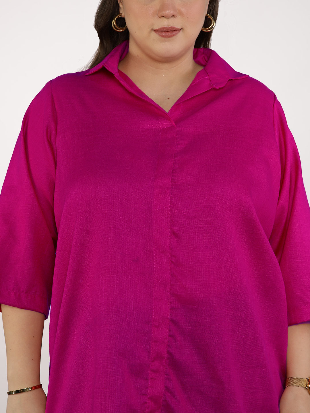 Magenta CottonSlub ShirtTop